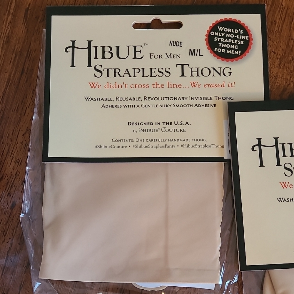 Hibue Men's Strapless Thong in Nude M/L NWT